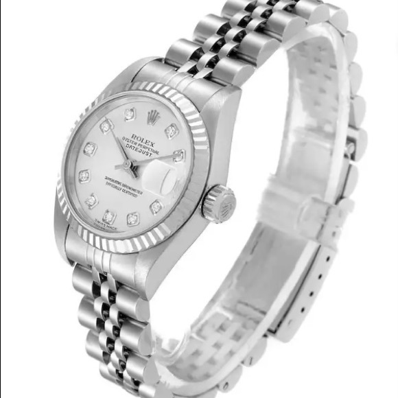Rolex Jewelry - Authentic ladies Rolex 26mm  stainless steel watch with diamonds